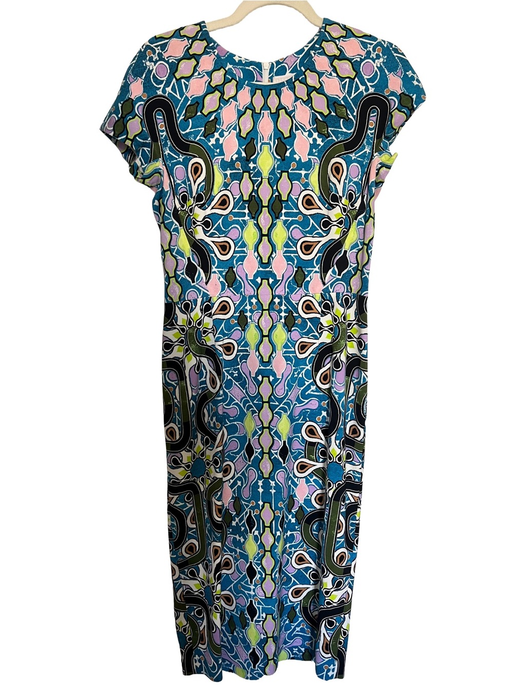 NWT Peter Pilotto AW15 Archival "Rule" Turquoise Graphic Print Midi Dress
